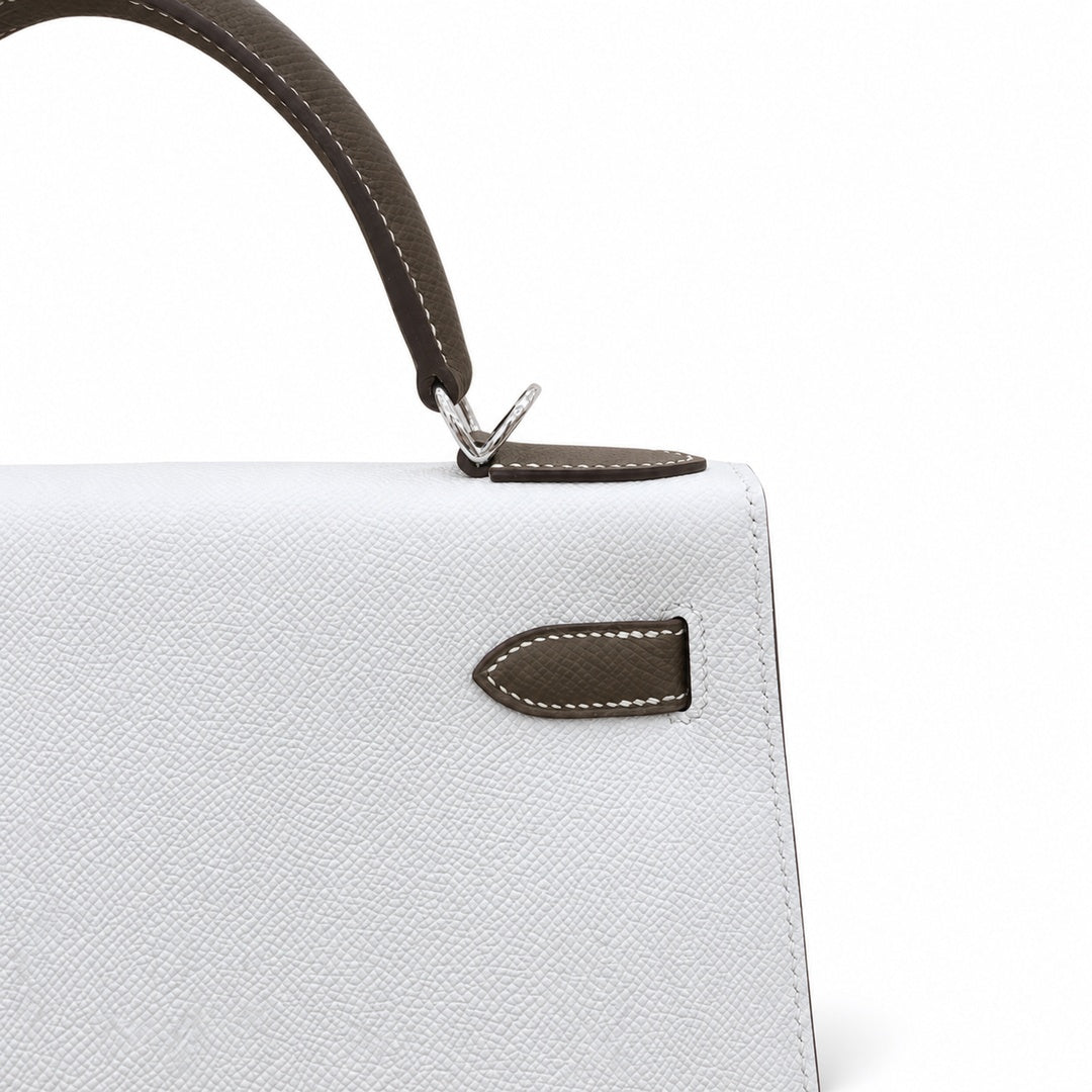Kelly 25cm in Elephant Gray Epsom Leather Handmade — Refined Top-Handle Bag