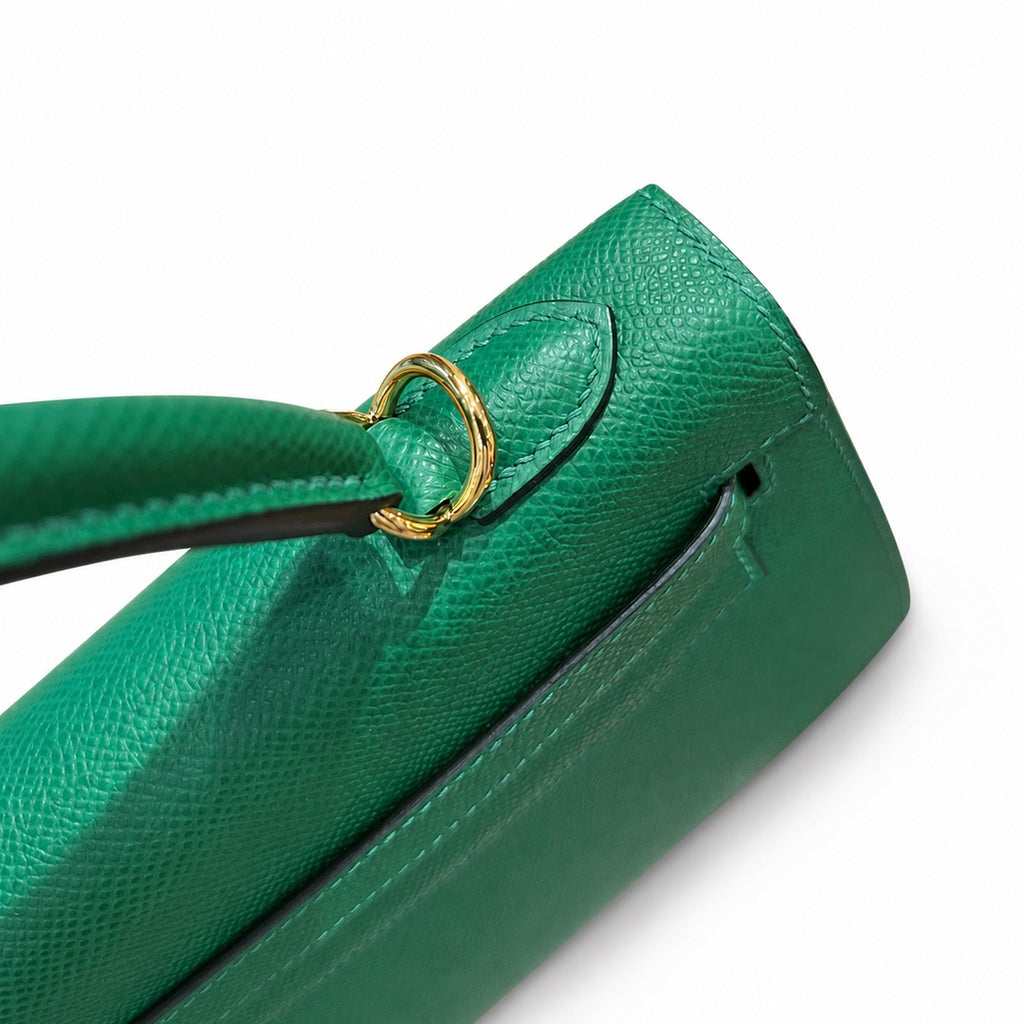 Kelly 25cm Epsom Leather U4 Vert Veryigo Velvet Green top handmade — Sophisticated Carry Design