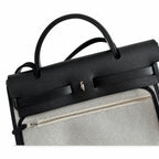 Herbag 31cm Saddle-Inspired Canvas Body with Leather Handle and Shoulder Strap — Saddle-Influenced Canvas Hand-Carry Style