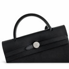 Classic Canvas-and-Leather Shoulder Carry: Herbag 31cm Saddle-Inspired Canvas Body with Leather Handle and Shoulder Strap