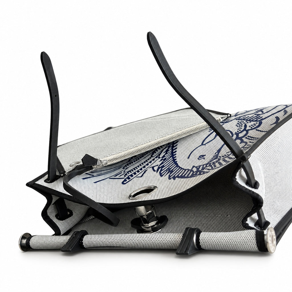 Classic Canvas Body and Leather Straps: Herbag 31cm Saddle-Inspired Canvas Body with Leather Handle and Shoulder Strap