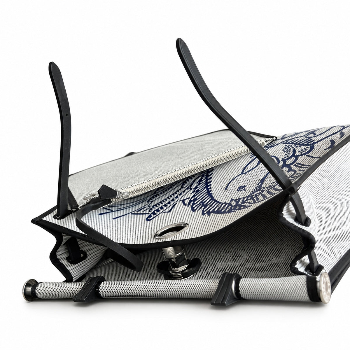 Classic Canvas Body and Leather Straps: Herbag 31cm Saddle-Inspired Canvas Body with Leather Handle and Shoulder Strap