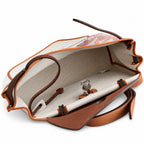 Canvas Body, Leather Handle and Shoulder Strap: Herbag 31cm Saddle-Inspired Canvas Body with Leather Handle and Shoulder Strap