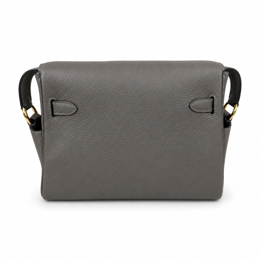 Kelly Messenger messenger bag for men and women, pewter gray Gold Buckle, imported leather, all-steel hand-waxed thread, the highest cost — Timeless Top-Handle Design