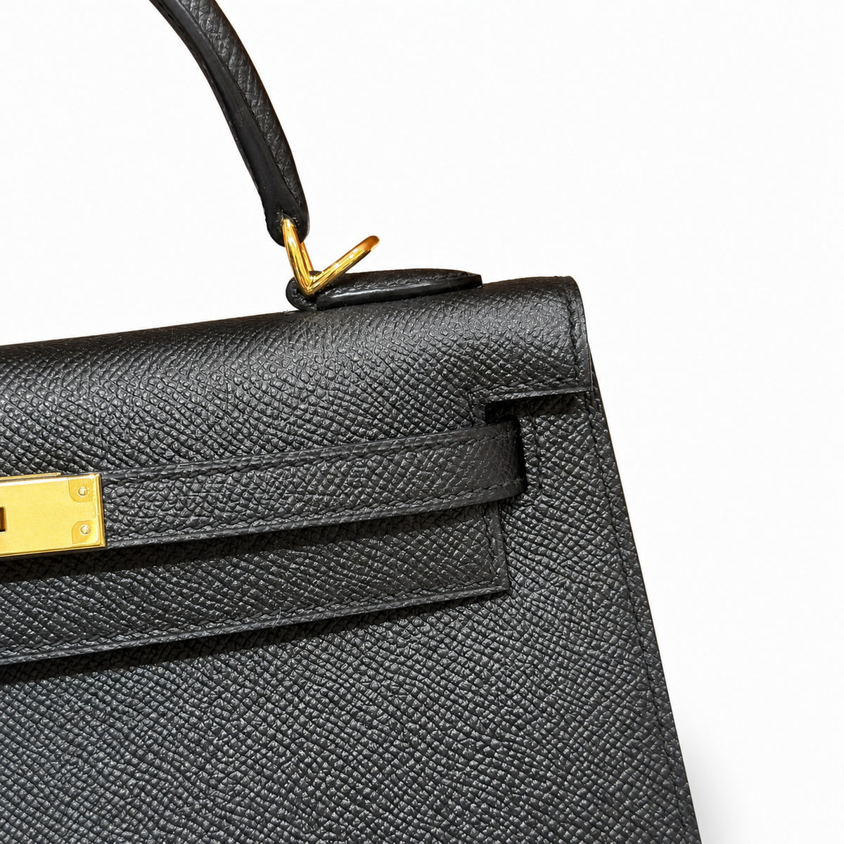 Kelly 25cm in Black Epsom Leather with Gold Buckle Handmade — Refined Top-Handle Bag