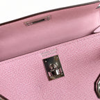 handmade Mini Kelly II 19cm imported Epsom Leather, malva purple, Silver Buckle — Sophisticated Small-Scale Bag