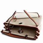 Structured Leather-Trimmed Canvas Carryall: Herbag 31cm Saddle-Inspired Canvas Body with Leather Handle and Shoulder Strap