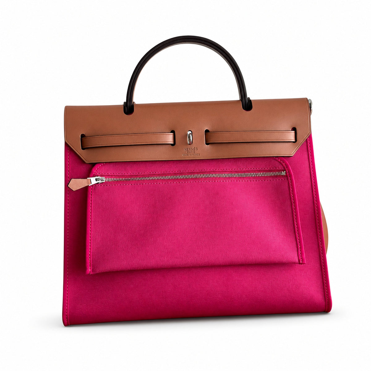 Timeless Saddle-Influenced Bag: Herbag 31cm Saddle-Inspired Canvas Body with Leather Handle and Shoulder Strap