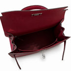 Kelly 28cm Epsom Leather with Silver Buckle Handmade — Structured Top-Handle Handbag