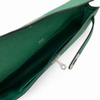 Kelly cut 31 clutch Epsom malachite green Silver Buckle — Sophisticated Evening Clutch