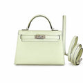 Kelly mini 2nd generation 19cm Epsom palm print leather Silver Buckle series — Distinctive Petite Bag