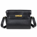 Black Gold Kelly Messenger messenger bag for men and women, Black Gold Buckle, imported leather, all-steel hand-waxed thread, the highest — Timeless Top-Handle Design