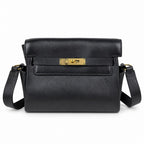 Black Gold Kelly Messenger messenger bag for men and women, Black Gold Buckle, imported leather, all-steel hand-waxed thread, the highest — Timeless Top-Handle Design