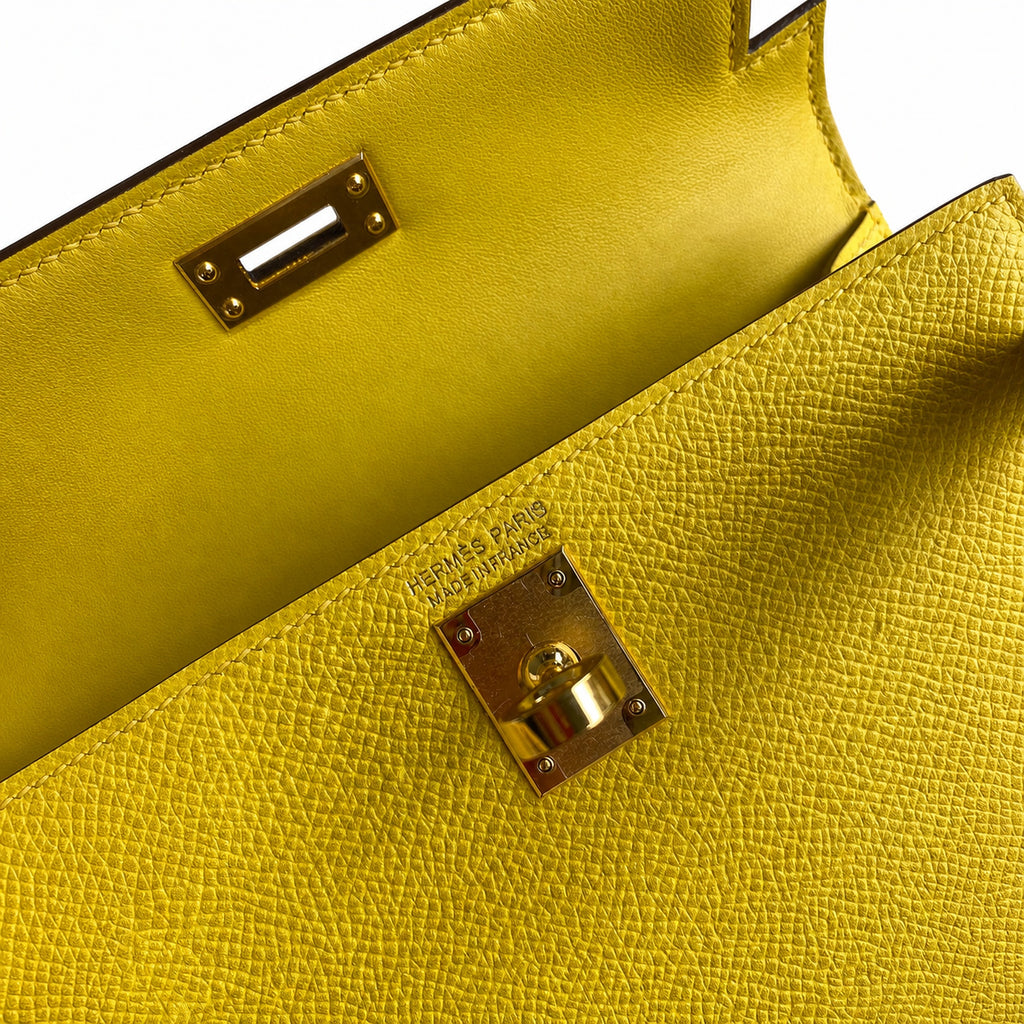 handmade Mini Kelly II 19cm imported Epsom Leather Naples Gold Buckle — Versatile Mini Carry Design