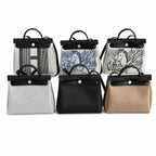 Herbag 31cm Saddle-Inspired Canvas Body with Leather Handle and Shoulder Strap — Saddle-Inspired Canvas Bag