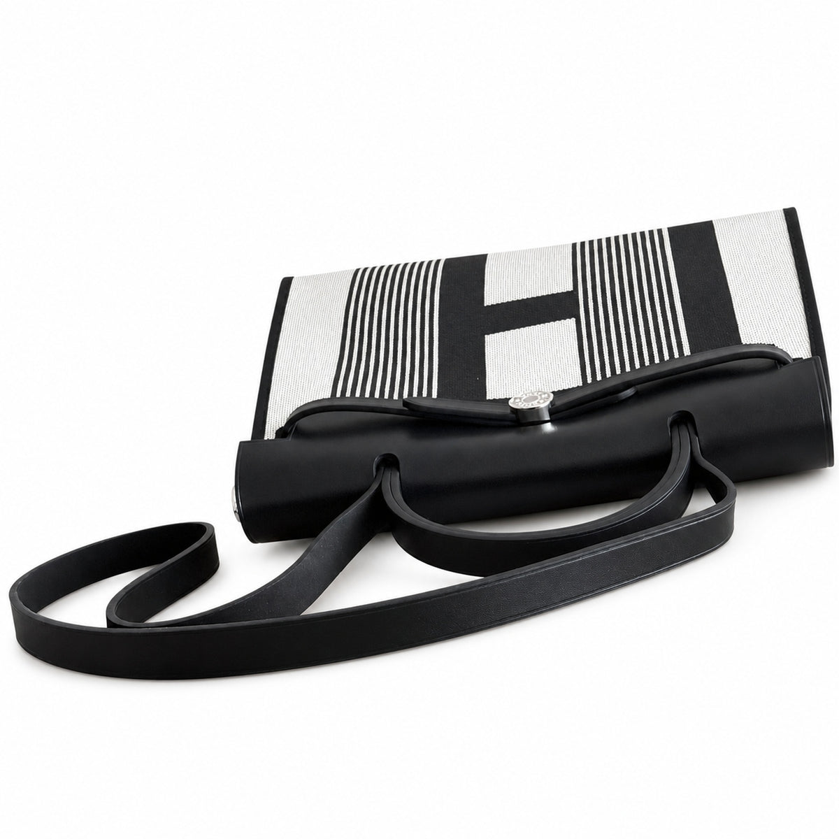 Saddle-Inspired Canvas Bag: Herbag 31cm Saddle-Inspired Canvas Body with Leather Handle and Shoulder Strap