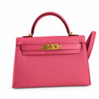 handmade Mini Kelly II 19cm imported Epsom Leather new lipstick powder Gold Buckle — Distinctive Petite Bag