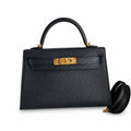 Mini Kelly II 19cm Epsom Leather Black Gold Buckle — Refined Mini Handbag
