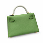 second generation Kelly 19cm imported Epsom Leather avocado green Gold and Silver Buckle wax thread — Streamlined Mini Handbag
