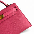 handmade Mini Kelly II 19cm imported Epsom Leather new lipstick powder Gold Buckle — Distinctive Petite Bag