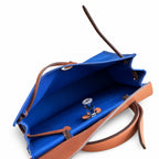 Distinctive Canvas Carry Style: Herbag 31cm Saddle-Inspired Canvas Body with Leather Handle and Shoulder Strap
