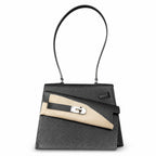 Kelly Desordre 20cm Sellier double-sided Epsom original palm print leather ck89 Black Noir Silver Buckle PHw top hand sewing — Refined Reversible Carry Design