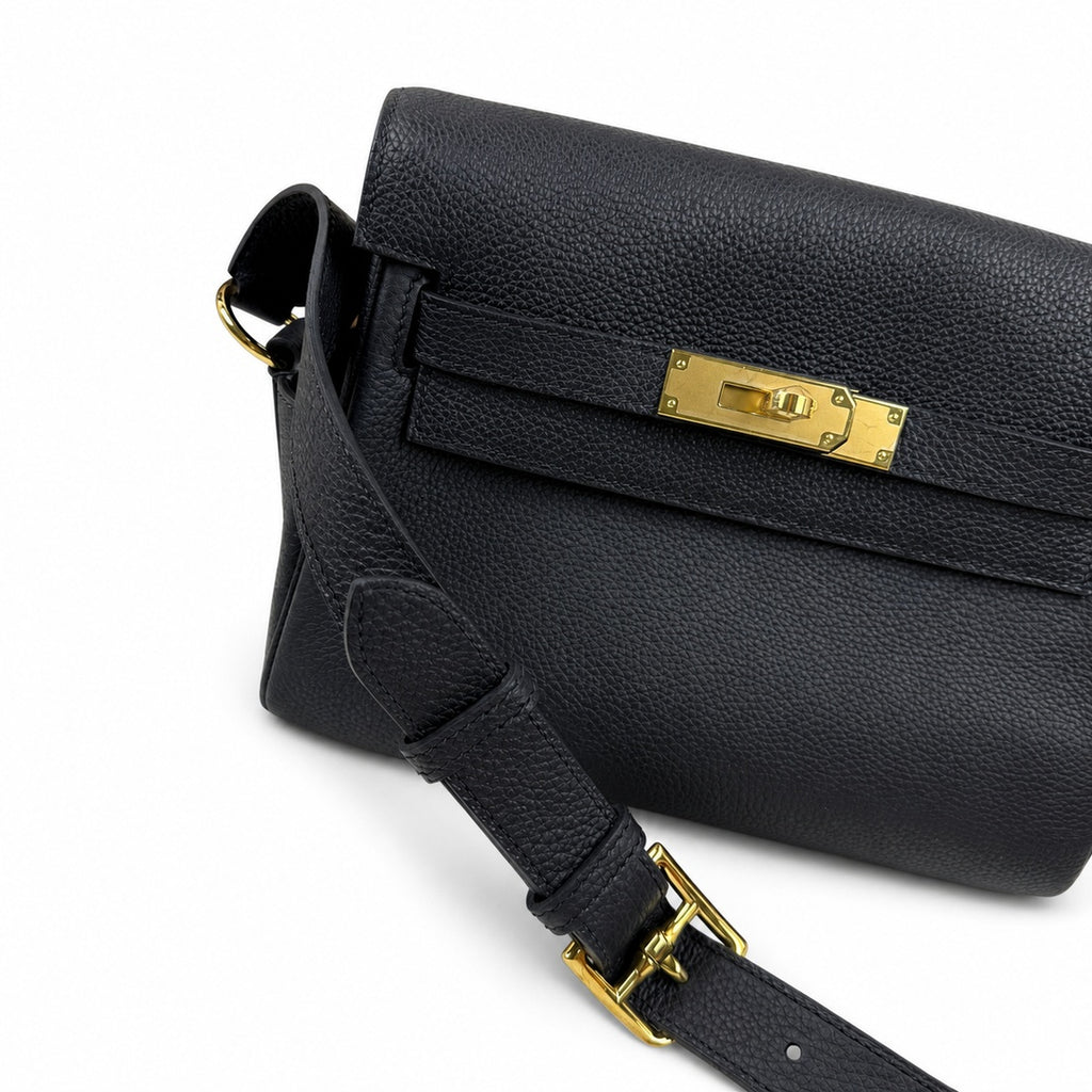 Kelly Messenger messenger bag for men and women, Black Gold Buckle, imported leather, all-steel hand-waxed thread, the highest cost-effectiveness — Sophisticated Carry Design