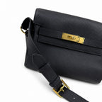 Kelly Messenger messenger bag for men and women, Black Gold Buckle, imported leather, all-steel hand-waxed thread, the highest cost-effectiveness — Sophisticated Carry Design