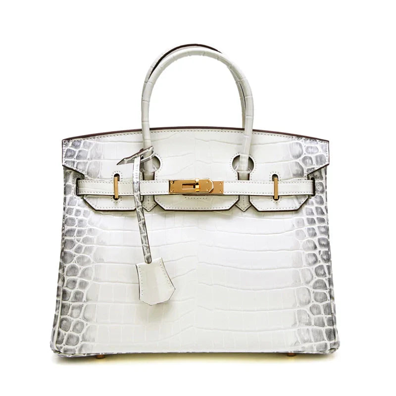 Birkin Bag Crocodile-Grain Cowhide Leather Gold Hardware — Elegant Hand-Carry Design