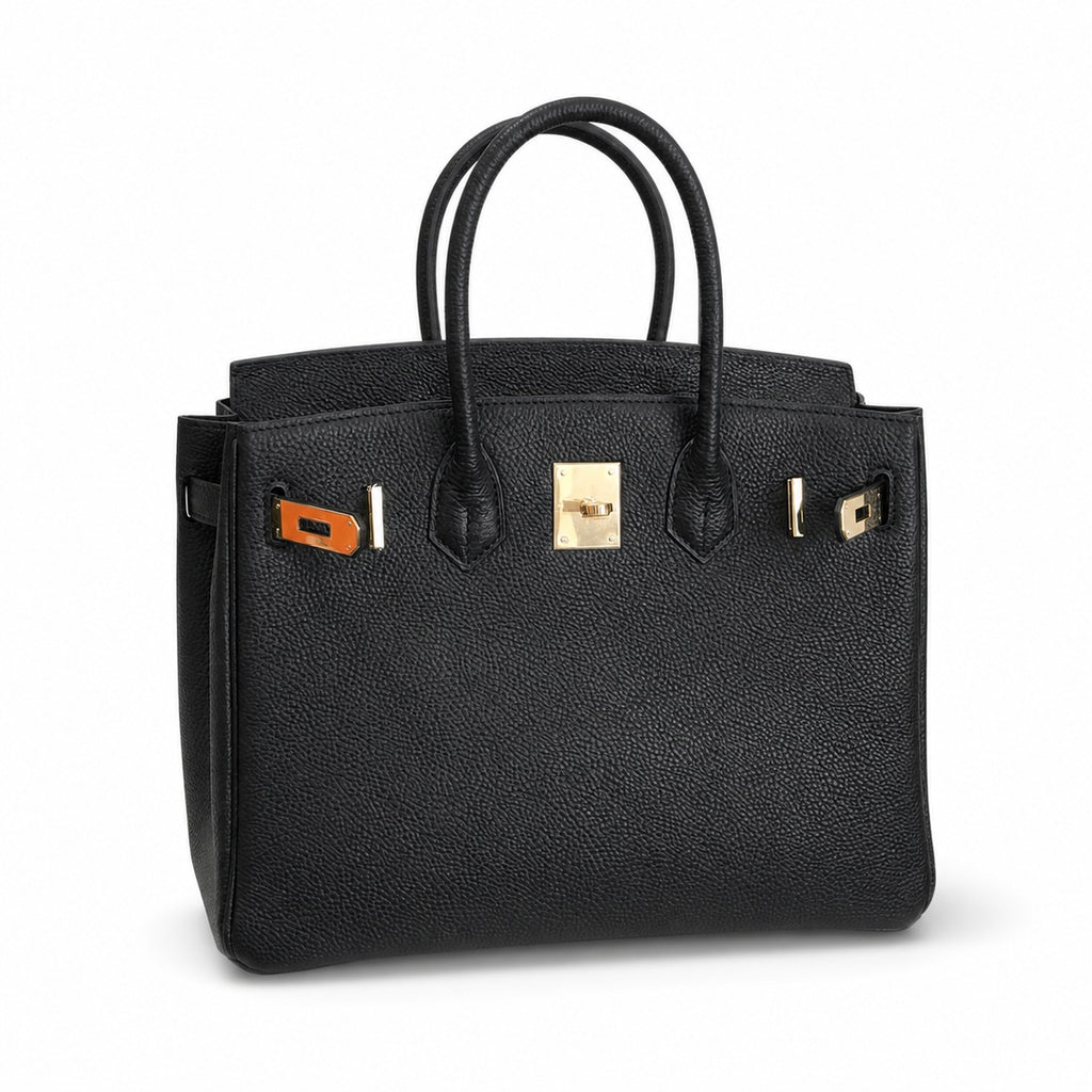 Birkin Retourne in Noir Togo Leather with Contrast Interior (Gold Hardware) — Timeless Structured Handbag