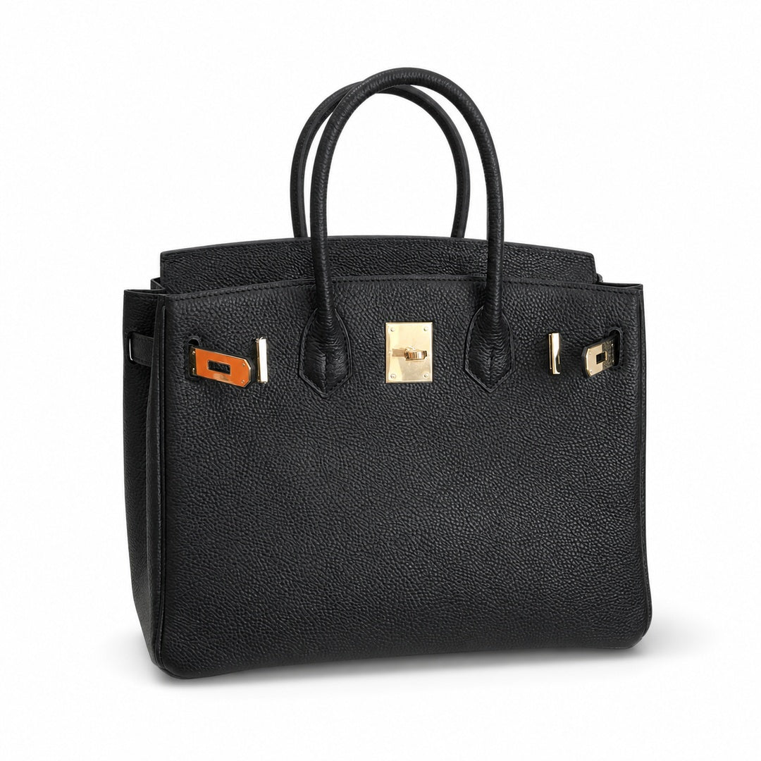 Birkin Retourne in Noir Togo Leather with Contrast Interior (Gold Hardware) — Timeless Structured Handbag
