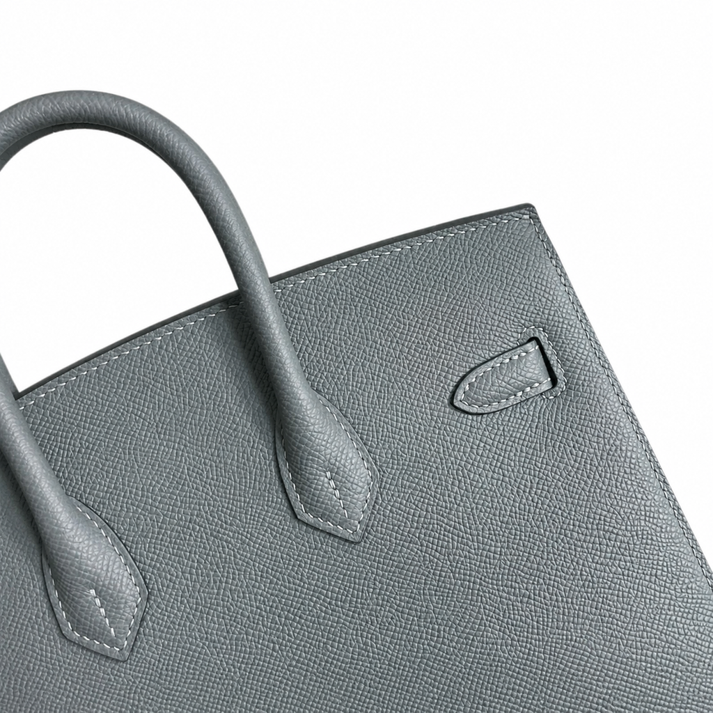 Birkin 25 Sellier 63 Vert Amande Epsom Silver Hardware — Timeless Structured Handbag