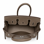 Birkin 30 Retourne in Etoupe Togo Leather with White Stitching (Palladium Hardware) — Classic Hand-Carry Tote