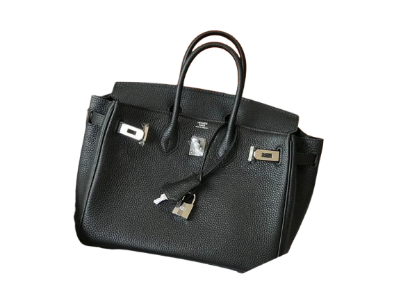 Birkin Retourne in Noir Togo Leather with Contrast Interior (Palladium Hardware) — Streamlined Structured Bag