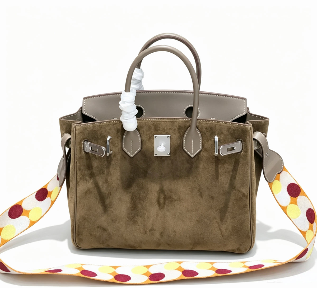 Birkin 30 Etoupe Swift Leather and Suede Splicing Bag — Distinctive Carryall Silhouette