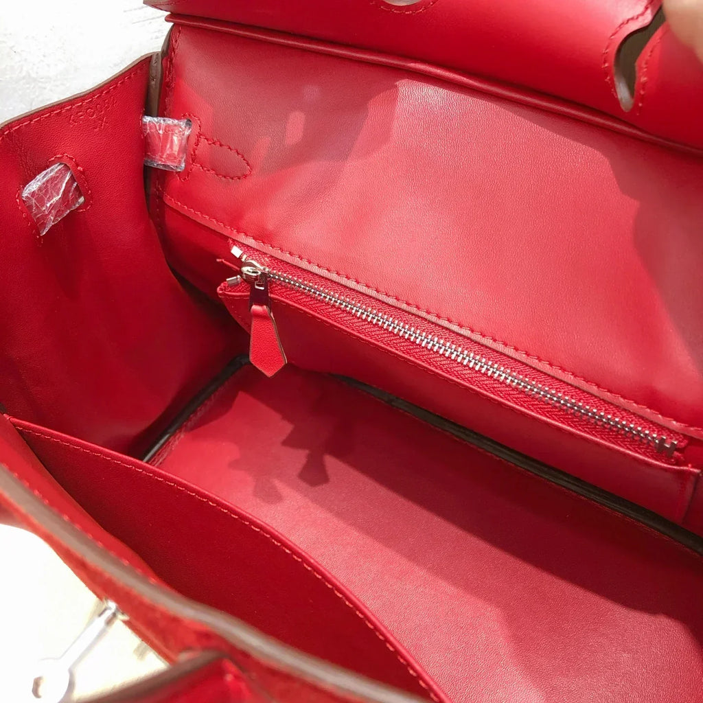Birkin 25 Palladium Hardware Rouge Vif Doblis — Sophisticated Tote Style