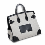 Birkin Cargo 25 Black Leather and Ecru Canvas Multi-Pocket Mini Bag — Classic Hand-Carry Tote