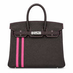 Mini Birkin 25cm Officier Edition in Chocolate Brown Togo & Pink Swift Calfskin — Distinctive Carryall Silhouette