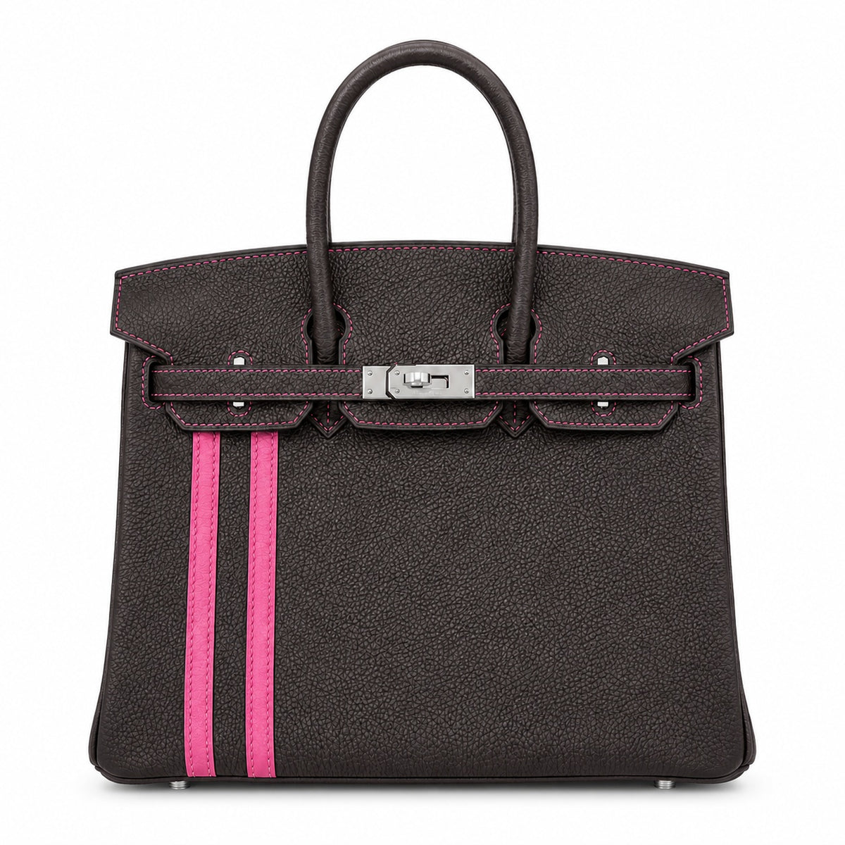 Mini Birkin 25cm Officier Edition in Chocolate Brown Togo & Pink Swift Calfskin — Distinctive Carryall Silhouette