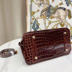 Birkin Bordeaux Shiny Porosus Crocodile Gold Hardware — Timeless Structured Handbag