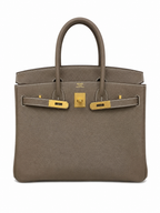 Birkin 30 Retourne in Etoupe Togo Leather with White Stitching (Gold Hardware) — Distinctive Carryall Silhouette
