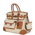 Birkin Cargo 35 Gold Swift and Gold-Ecru Toile H Canvas Palladium Hardware — Timeless Structured Handbag