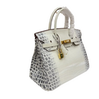 Birkin Bag Crocodile-Grain Cowhide Leather Gold Hardware — Elegant Hand-Carry Design