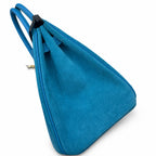 Rare Runaway Birkin 25cm Grizzly Tanzanite Blue Suede Luxury Tote — Timeless Structured Handbag