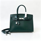 Birkin 30 Style Sellier in Vert Cypress Smooth Leather (Palladium Hardware) — Timeless Structured Handbag