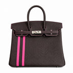 Mini Birkin 25cm Officier Edition in Chocolate Brown Togo & Pink Swift Calfskin — Distinctive Carryall Silhouette