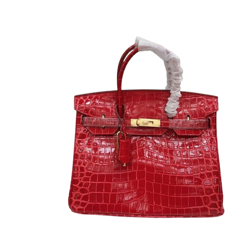 Birkin 30 Rouge Matte Alligator Gold Hardware — Versatile Top-Handle Handbag
