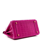 Birkin 30 Rose Pourpre Shiny Niloticus Crocodile Gold Hardware — Classic Hand-Carry Tote