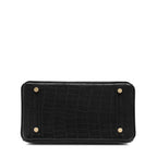 Black Matte Alligator Baby Birkin 20cm Gold Hardware — Streamlined Structured Bag