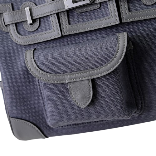 Birkin Cargo 25 Etain Grey Swift Leather and Canvas Splicing Bag — Streamlined Structured Bag